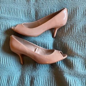 Nude peep toe high heels